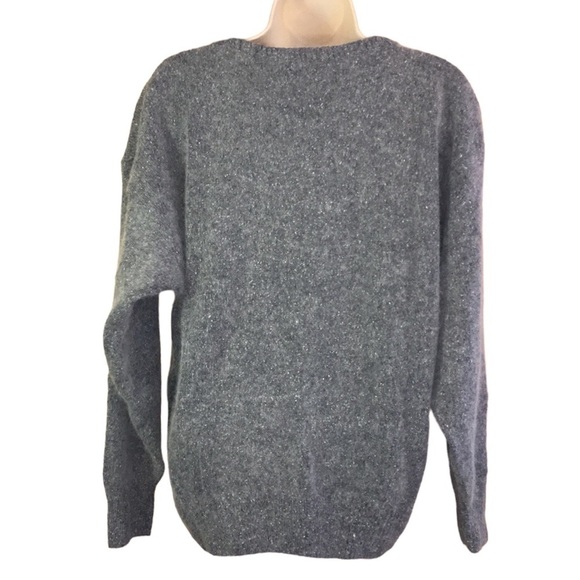 Uno & Una | Vintage Gray Silk Angora Blend Sweater Imitation Leather Detail L - Picture 2 of 5